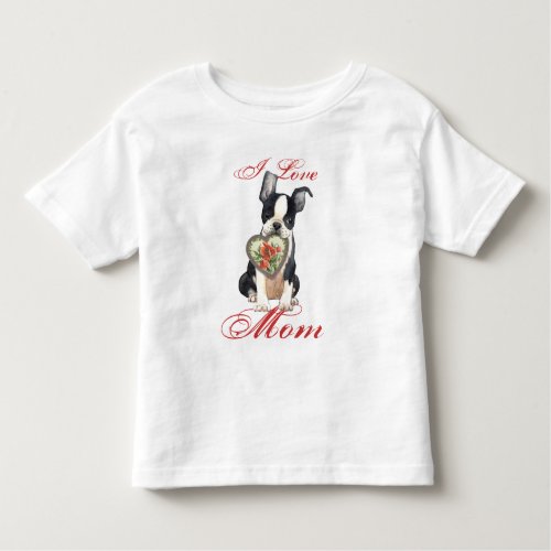 Boston Terrier Heart Mom Toddler T_shirt