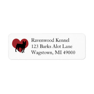 Boston Terrier Heart Silhouette Label