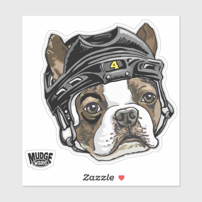 Boston Terrier Hockey Helmet 4 Sticker (Sheet)