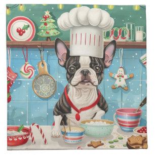 Boston Terrier Holiday Baking: Festive Christmas Cloth Napkin