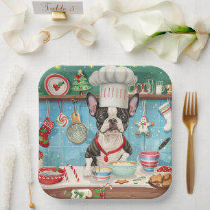 Boston Terrier Holiday Baking: Festive Christmas Paper Plates