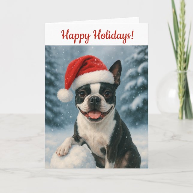 Boston Terrier Holiday Card (Front)