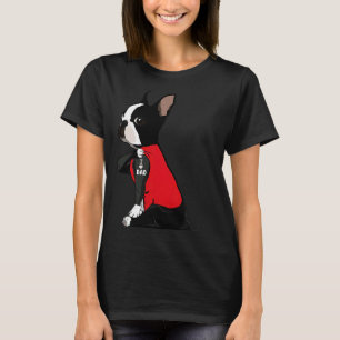 Boston Terrier I Love Dad Tattoo Funny Boston Ter T-Shirt