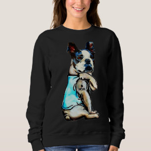 Boston Terrier I Love Mom Tattoo Dog  Mother's Day Sweatshirt