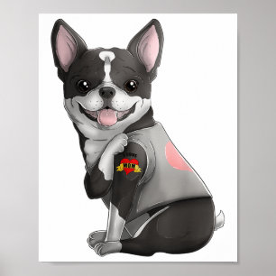 Boston Terrier I Love Mom Tattoo Dog Shirt Mothers Poster