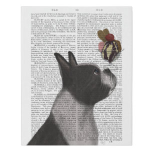 Boston Terrier Ice Cream Faux Canvas Print