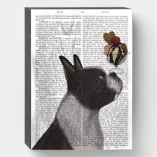 Boston Terrier Ice Cream Wooden Box Sign (Front Vertical)