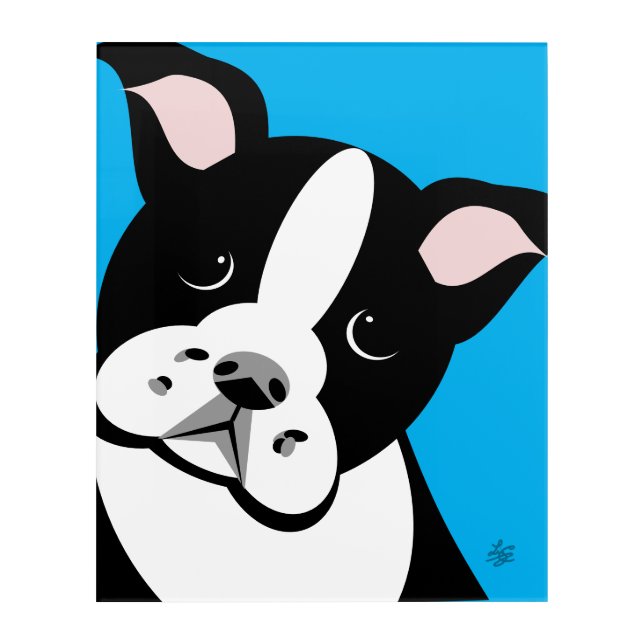 Boston Terrier Illustration Acrylic Print (Front)