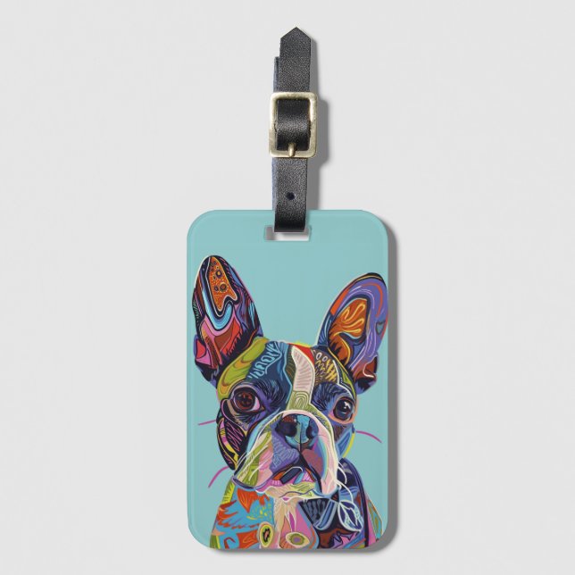 Boston Terrier illustration Luggage Tag (Front Vertical)