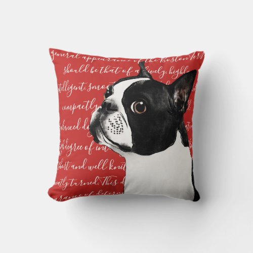 Boston Terrier Illustration Pillow