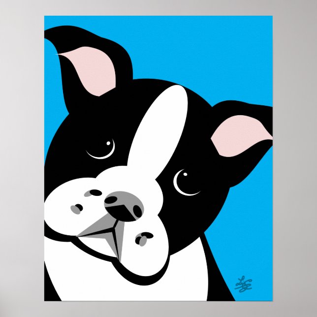 Boston Terrier Illustration Poster (Front)