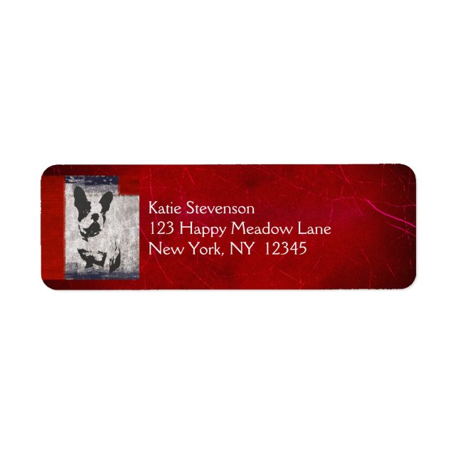 Boston Terrier in Black and White With Red Backing Label (Front)