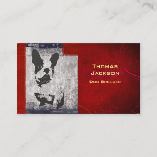 Boston Terrier in Black and White With Red Border Business Card