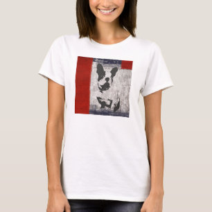 Boston Terrier in Black and White With Red Border T-Shirt