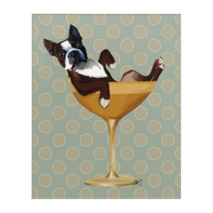 Boston Terrier in Cocktail Glass Acrylic Print