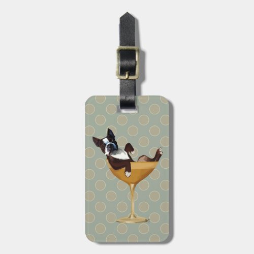 Boston Terrier in Cocktail Glass Luggage Tag