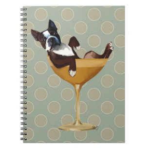 Boston Terrier in Cocktail Glass Notebook