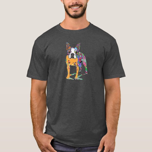 Boston Terrier in graffiti T-Shirt (Front)