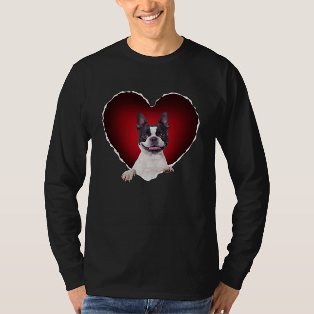 Boston Terrier in Heart Boston Terrier dog T-Shirt (Front)