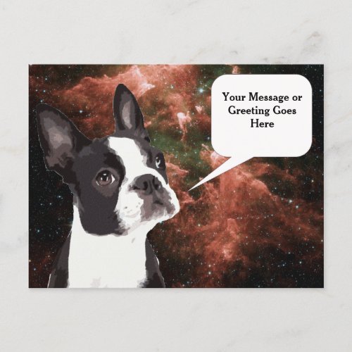 Boston Terrier in Space Postcard
