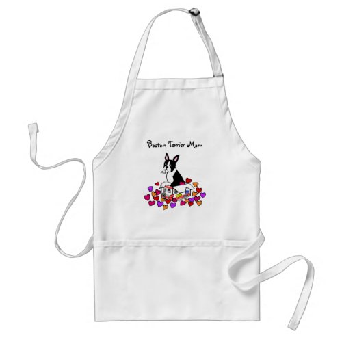 Boston Terrier in the Box Cartoon Adult Apron