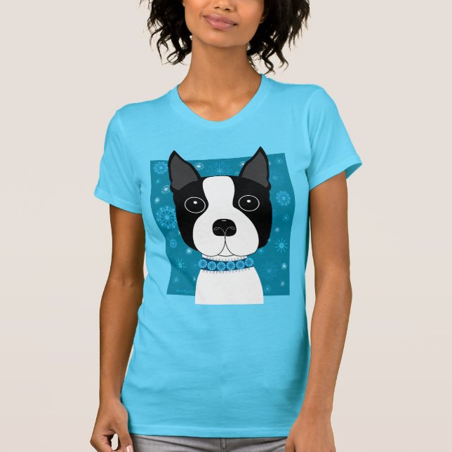 Boston Terrier in Winter T-Shirt (Front)