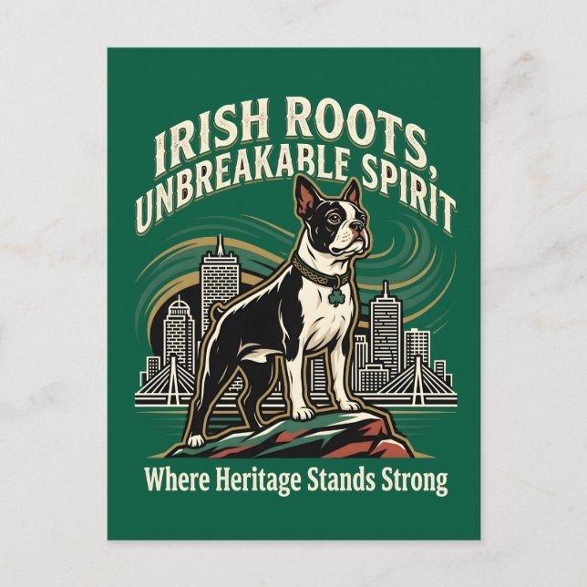 Boston Terrier Irish Heritage Pride Postcard (Front)