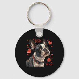 Boston Terrier Is My Valentine Cute Pet Dog Owner Keychain