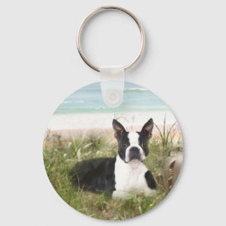 Boston Terrier Keychain Beachgrass