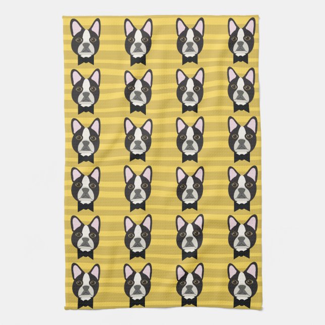 Boston Terrier Kitchen Towel (Vertical)
