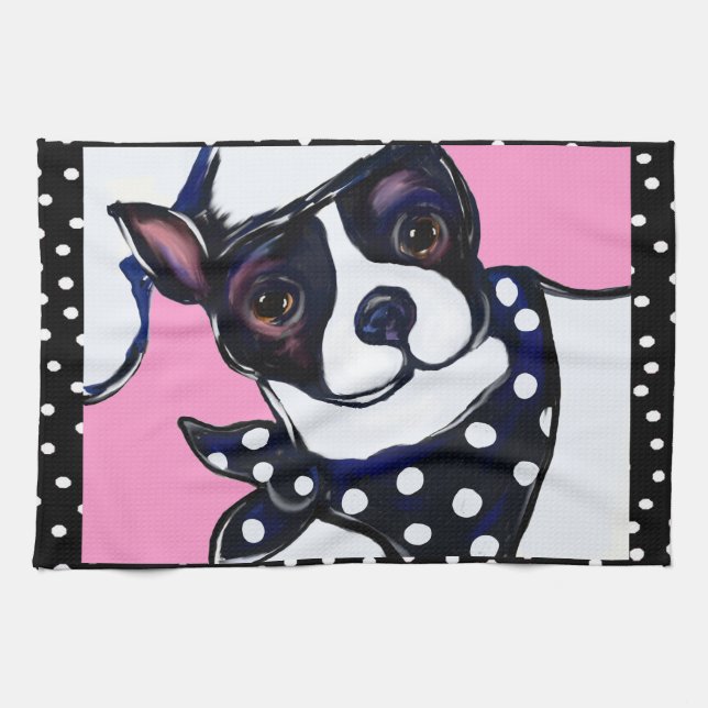 Boston Terrier Kitchen Towel (Horizontal)