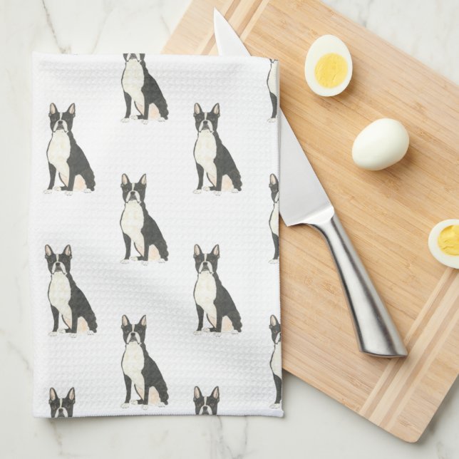 Boston Terrier  Kitchen Towel (Quarter Fold)