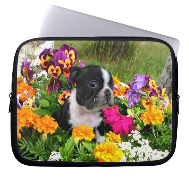 Boston terrier laptop sleeve (Front)