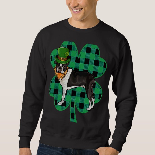 Boston Terrier Leprechaun St Patricks Day Lucky C Sweatshirt (Front)