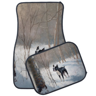 Boston Terrier Let It Snow Christmas Car Floor Mat