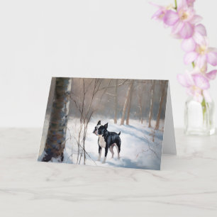Boston Terrier Let It Snow Christmas Card