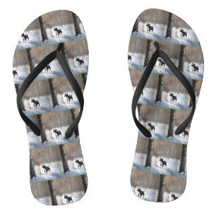 Boston Terrier Let It Snow Christmas Flip Flops