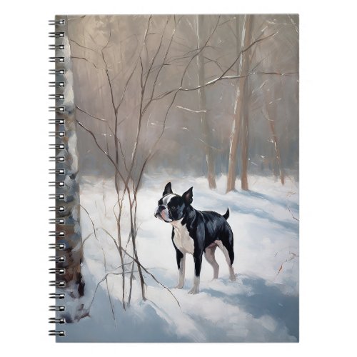 Boston Terrier Let It Snow Christmas Notebook