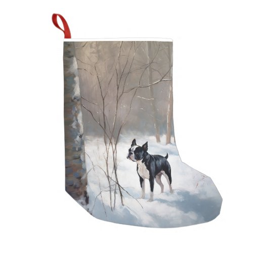 Boston Terrier Let It Snow Christmas Small Christmas Stocking