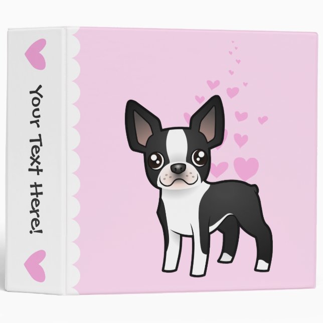 Boston Terrier Love 3 Ring Binder (Front/Spine)