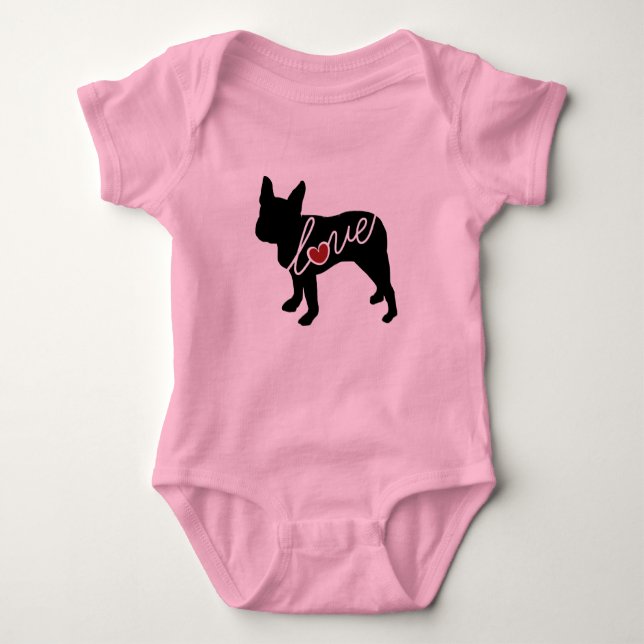 Boston Terrier Love Baby Bodysuit (Front)