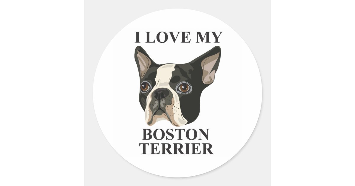 Boston Terrier Love Classic Round Sticker Zazzle