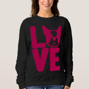 Boston Terrier Love Square In Pink Relaxed Fit Sweatshirt