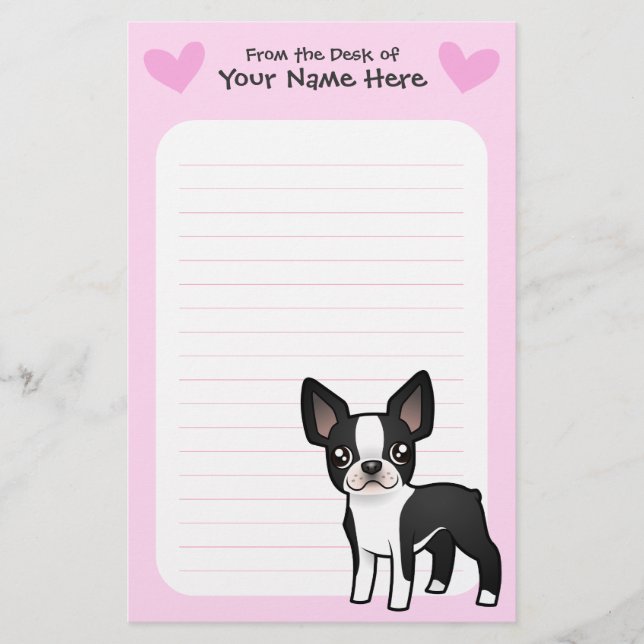 Boston Terrier Love Stationery (Front)