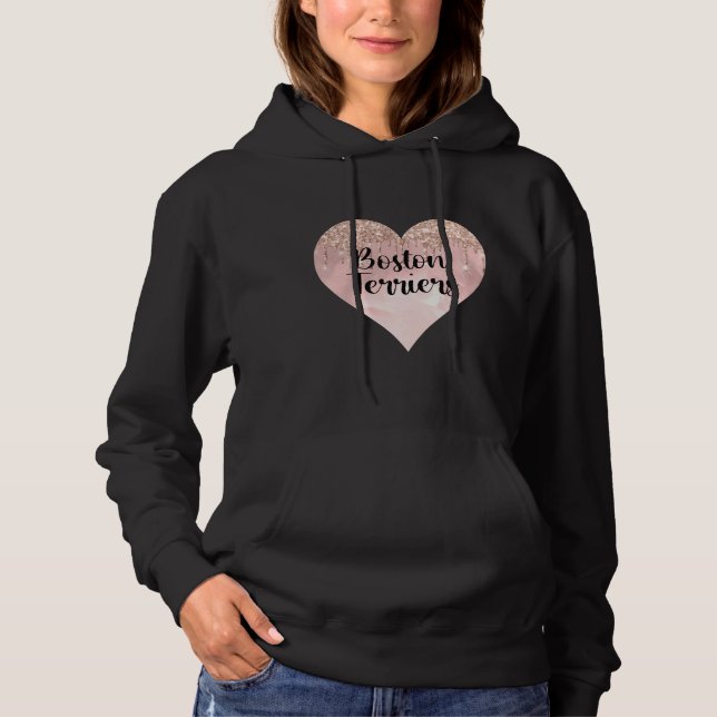 Boston Terrier Love With Glitter Hoodie (Front)