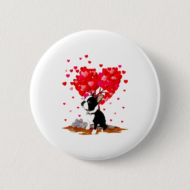 Boston Terrier Lover Heart Shape Boston Terrier Va Button (Front)
