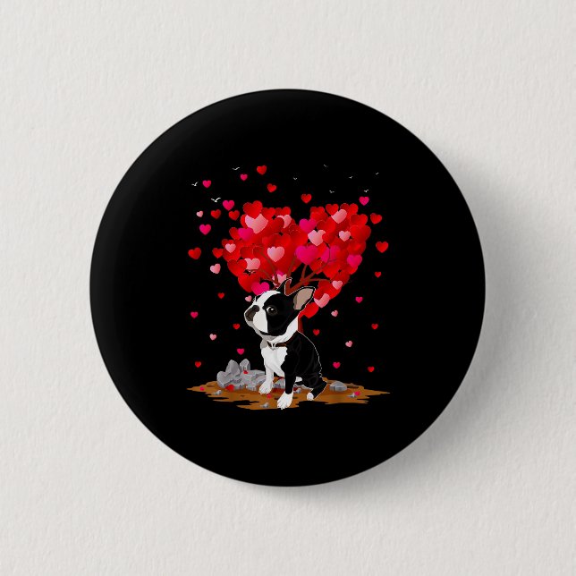 Boston Terrier Lover Heart Shape Boston Terrier Va Button (Front)