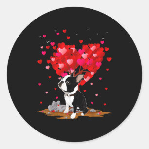 Boston Terrier Lover Heart Shape Boston Terrier Va Classic Round Sticker