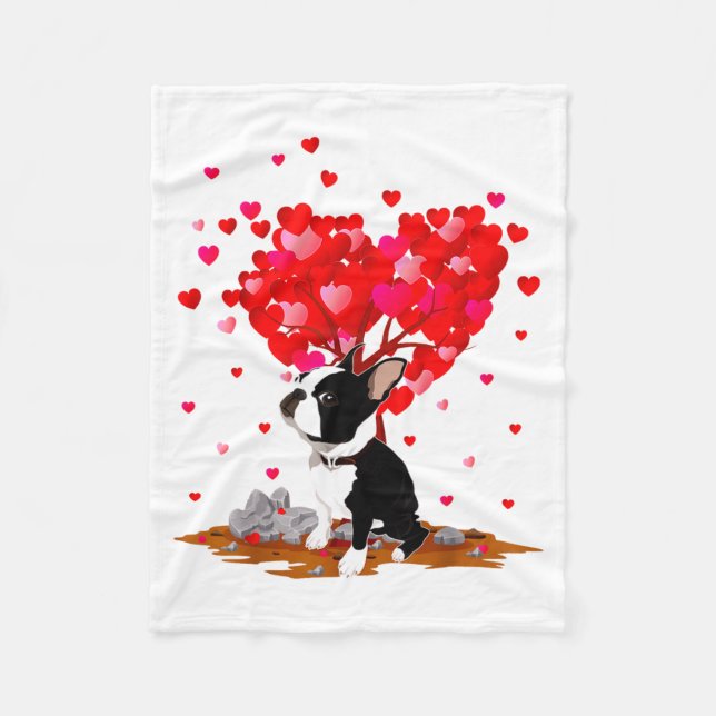 Boston Terrier Lover Heart Shape Boston Terrier Va Fleece Blanket (Front)