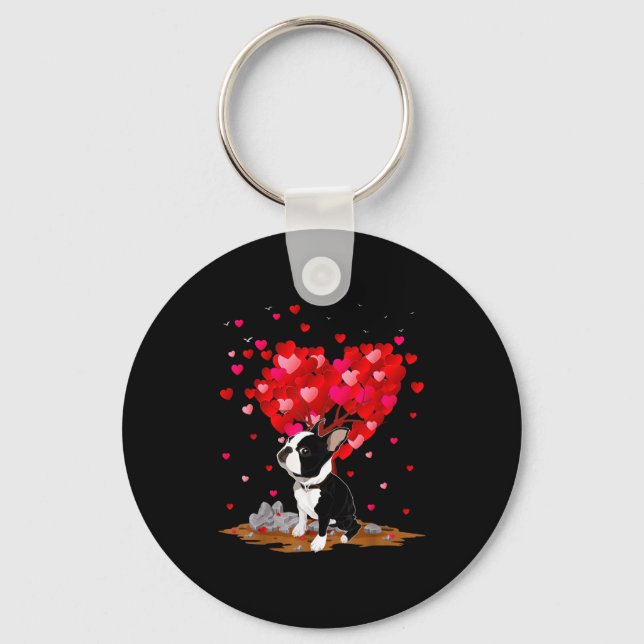 Boston Terrier Lover Heart Shape Boston Terrier Va Keychain (Front)